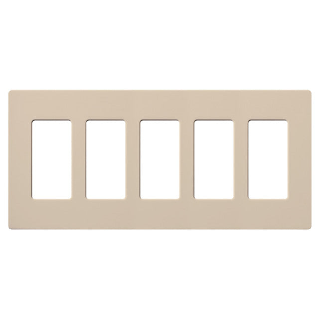 Lutron SC-5-TP Claro Decora Screwless Wall Plate W/Five Gang, Taupe Finish