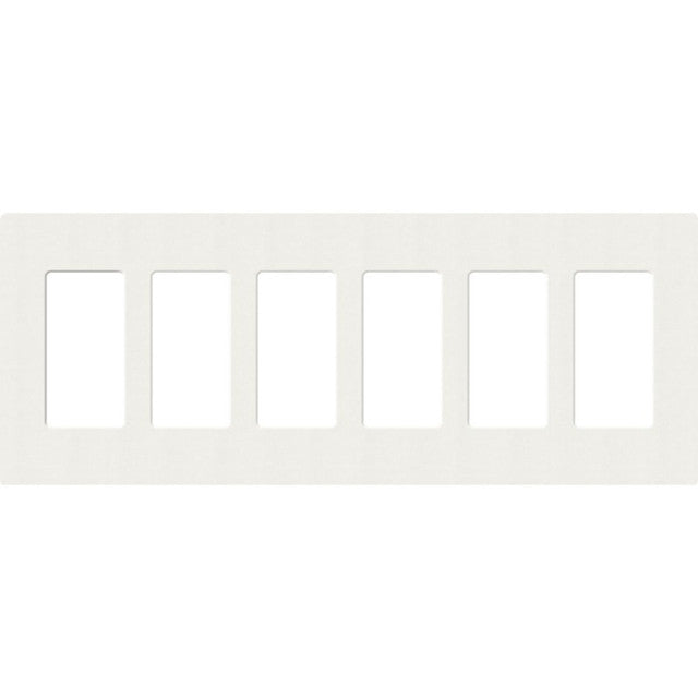 Lutron SC-6-GL Satin Decora Screwless Wall Plate W/Six Gang, Glacier White Finish