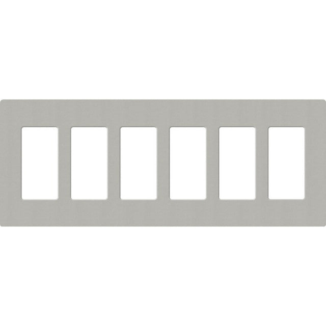 Lutron SC-6-PB Satin Decora Screwless Wall Plate W/Six Gang, Pebble Finish