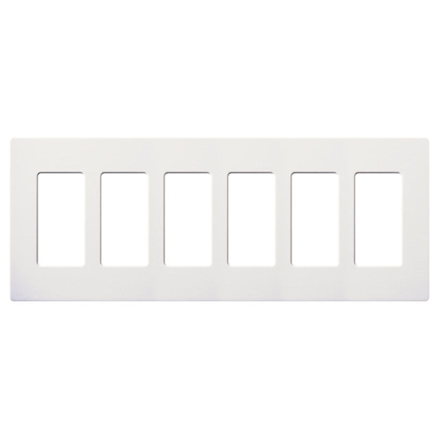 Lutron SC-6-SW Satin Decora Screwless Wall Plate W/Six Gang, Snow White Finish