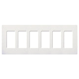 Lutron SC-6-SW Satin Decora Screwless Wall Plate W/Six Gang, Snow White Finish