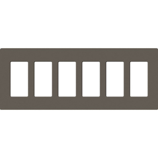 Lutron SC-6-TF Satin Decora Screwless Wall Plate W/Six Gang, Truffle Finish