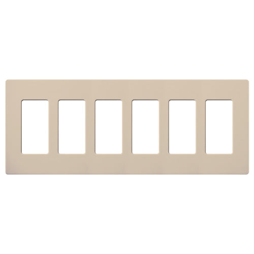 Lutron SC-6-TP Satin Decora Screwless Wall Plate W/Six Gang, Taupe Finish