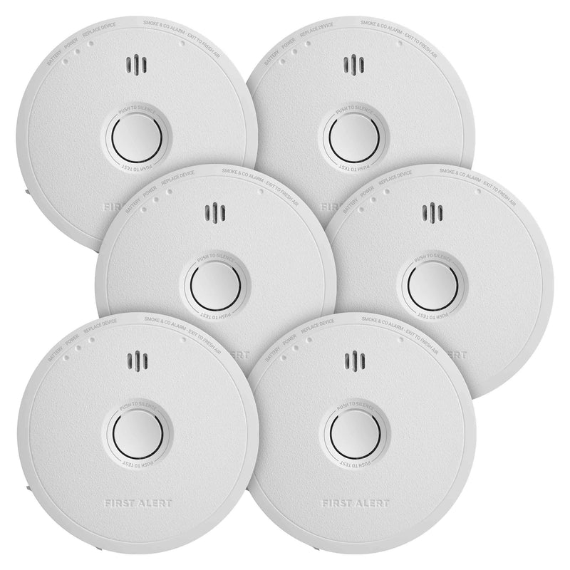 BRK First Alert SC6W01-CP Hardwire Smoke & Carbon Monoxide Alarm with AA Battery Backup - Color: White - Pack of 6