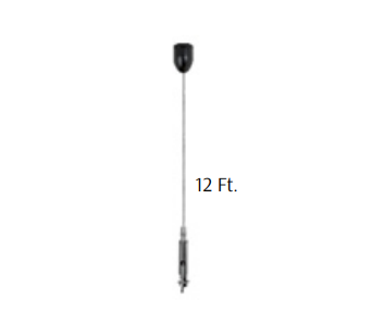 Westgate SCL-CCK-12FT-BK Adjustable. 12ft 1/16in Suspension Wire With Decor Ceiling Attachment - Keyhole End Black Finish
