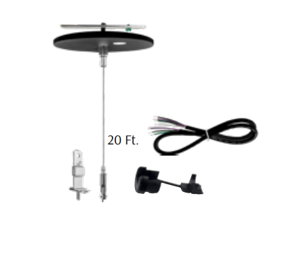 Westgate SCL-CS1P-20FT-BK Single Suspension Canopy Set With Keyhole End Connector, Power Side With Sjtw18/5 White Cord Black Finish