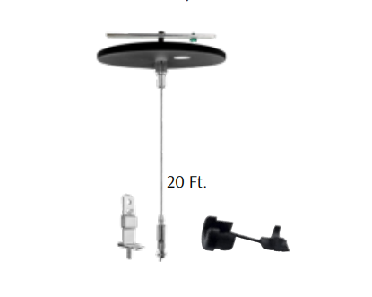 Westgate SCL-CS1P-20FT-NC-BK Adjustable. 20ft 1/16 Inch Single Suspension Canopy Set With Keyhole End Connector, Power Side, Without Cord Black Finish