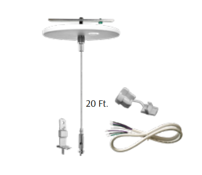 Westgate SCL-CS1P-20FT Single Suspension Canopy Set With Keyhole End Connector, Power Side With Sjtw18/5 White Cord