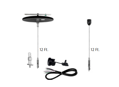 Westgate SCL-CSKC-12FT-BK 12ft 1/16in Suspension Canopy Complete Kit With Decor Non-power Ceiling Attachment - Keyhole Ends Black Finish