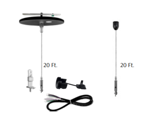 Westgate SCL-CSKC-20FT-BK 20ft 1/16 Inch Suspension Canopy Complete Kit With Decor Non-power Ceiling Attachment - Keyhole Ends Black Finish