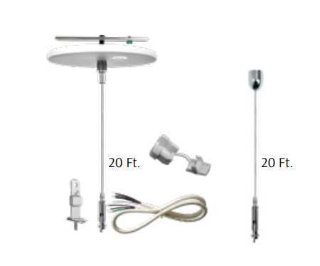 Westgate SCL-CSKC-20FT 20ft 1/16 Inch Suspension Canopy Complete Kit With Decor Non-power Ceiling Attachment - Keyhole Ends