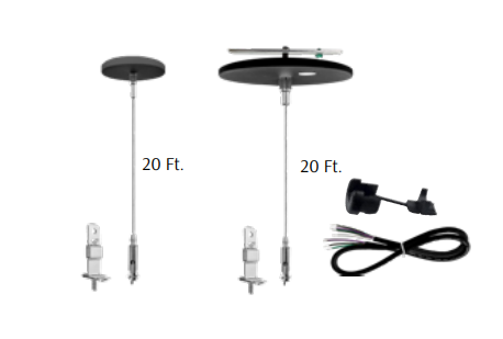 Westgate SCL-CSMK-20FT-BK 20ft 1/16 Inch Suspension Canopy Complete Kit With Mini Non-power Canopy Keyhole End Connectors Black Finish