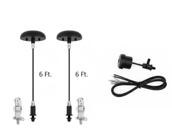 Westgate SCL-CSMK-6FT-BK Adjustable 6 Foot 1/16 Inch Suspension Canopy Complete Kit With Mini Non-Power Canopy Keyhole End Connectors