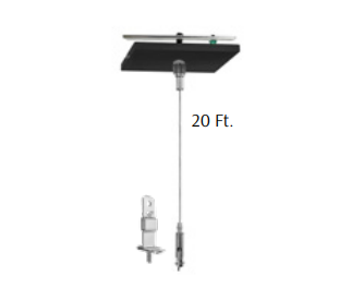 Westgate SCL-CSQ1-20FT-BK 20ft 1/16 Inch Single Square Suspension Canopy Set With Keyhole End Connector, Non-power Side Black Finish