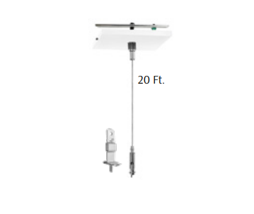 Westgate SCL-CSQ1-20FT 20ft 1/16 Inch Single Square Suspension Canopy Set With Keyhole End Connector, Non-power Side