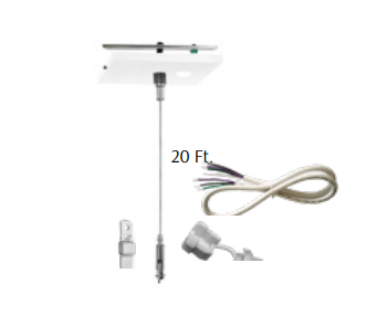 Westgate SCL-CSQ1P-20FT 20ft 1/16 Inch Single Square Suspension Canopy Set With Keyhole End Connector, Power Side Kit