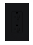 Lutron SCR-15-DDTR-MN Claro 15A Tamper Resistant Receptacle - Dual Dimming - Midnight Finish