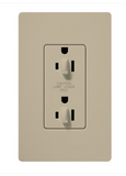 Lutron SCR-15-DDTR-TP Claro 15A Tamper Resistant Receptacle - Dual Dimming - Taupe Finish