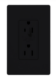 Lutron SCR-15-HDTR-MN Claro 15A Tamper Resistant Receptacle - Half Dimming - Midnight Finish