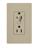 Lutron SCR-15-HDTR-TP Claro 15A Tamper Resistant Receptacle - Half Dimming - Taupe Finish