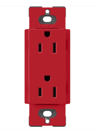 Lutron SCR-15-SR Claro 15A Receptackle - Signal Red Finish