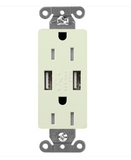 Lutron SCR-15-UBTR-BI Claro 15A Tamper Resistant Receptacle - Dual Usb - Biscuit Finish