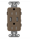 Lutron SCR-15-UBTR-EP Claro 15A Tamper Resistant Receptacle - Dual Usb - Espresso Finish