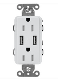 Lutron SCR-15-UBTR-MI Claro 15A Tamper Resistant Receptacle - Dual Usb - Mist Finish