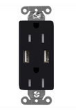 Lutron SCR-15-UBTR-MN Claro 15A Tamper Resistant Receptacle - Dual Usb - Midnight Finish