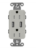 Lutron SCR-15-UBTR-PB Claro 15A Tamper Resistant Receptacle - Dual Usb - Pebble Finish