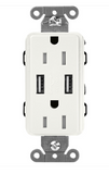 Lutron SCR-15-UBTR-RW Claro 15A Tamper Resistant Receptacle - Dual Usb - Architectural White Finish