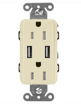 Lutron SCR-15-UBTR-SD Claro 15A Tamper Resistant Receptacle - Dual Usb - Sand Finish