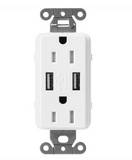 Lutron SCR-15-UBTR-SW Claro 15A Tamper Resistant Receptacle - Dual Usb - Snow Finish