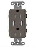 Lutron SCR-15-UBTR-TF Claro 15A Tamper Resistant Receptacle - Dual Usb - Truffle Finish