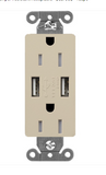 Lutron SCR-15-UBTR-TP Claro 15A Tamper Resistant Receptacle - Dual Usb - Taupe Finish