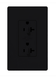 Lutron SCR-20-DDTR-MN Claro 20A Tamper Resistant Receptacle - Dual Dimming - Midnight Finish