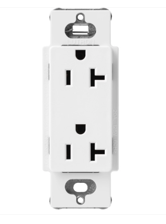 Lutron SCR-20-SW Claro 20A Duplex Receptacle - Snow Finish