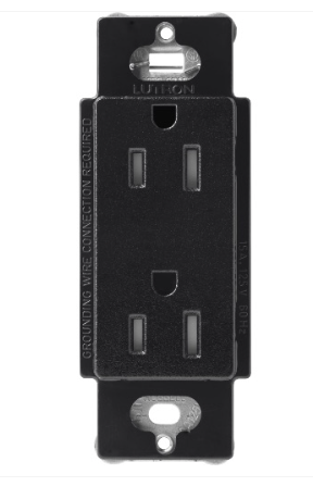 Lutron SCRS-15-TR-MN Claro 15A Tamper Resistant Receptacle - Midnight Finish