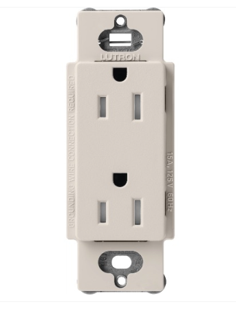 Lutron SCRS-15-TR-TP Claro 15A Tamper Resistant Receptacle - Taupe Finish