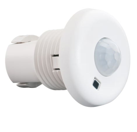 Eiko SENA-WHPA BLE PIR Motion sensor, 12-24V,1/2'' Button Snap-in, 0-10V, Daylight Harvesting, 8-12ft, Parameters set by Silvair App