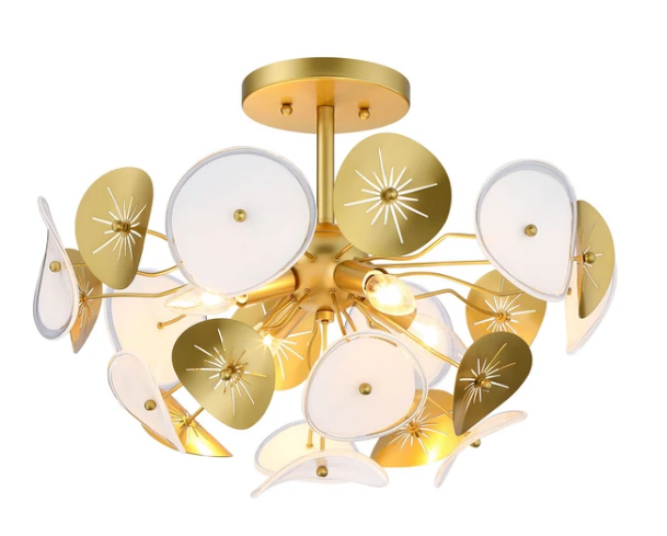 SDQ Lighting SF10604GD Lyria Contemporary Flush Mount Painted Gold Drop Lighting Fixture