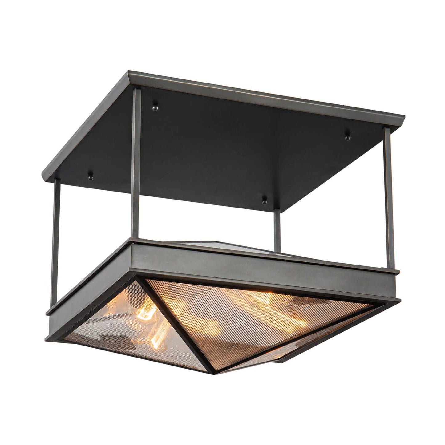 Alora Lighting SF332919UBCR 19" Cairo 4-Light LED Semi-Flush Mount - Urban Bronze / Clear Ribbed Glass