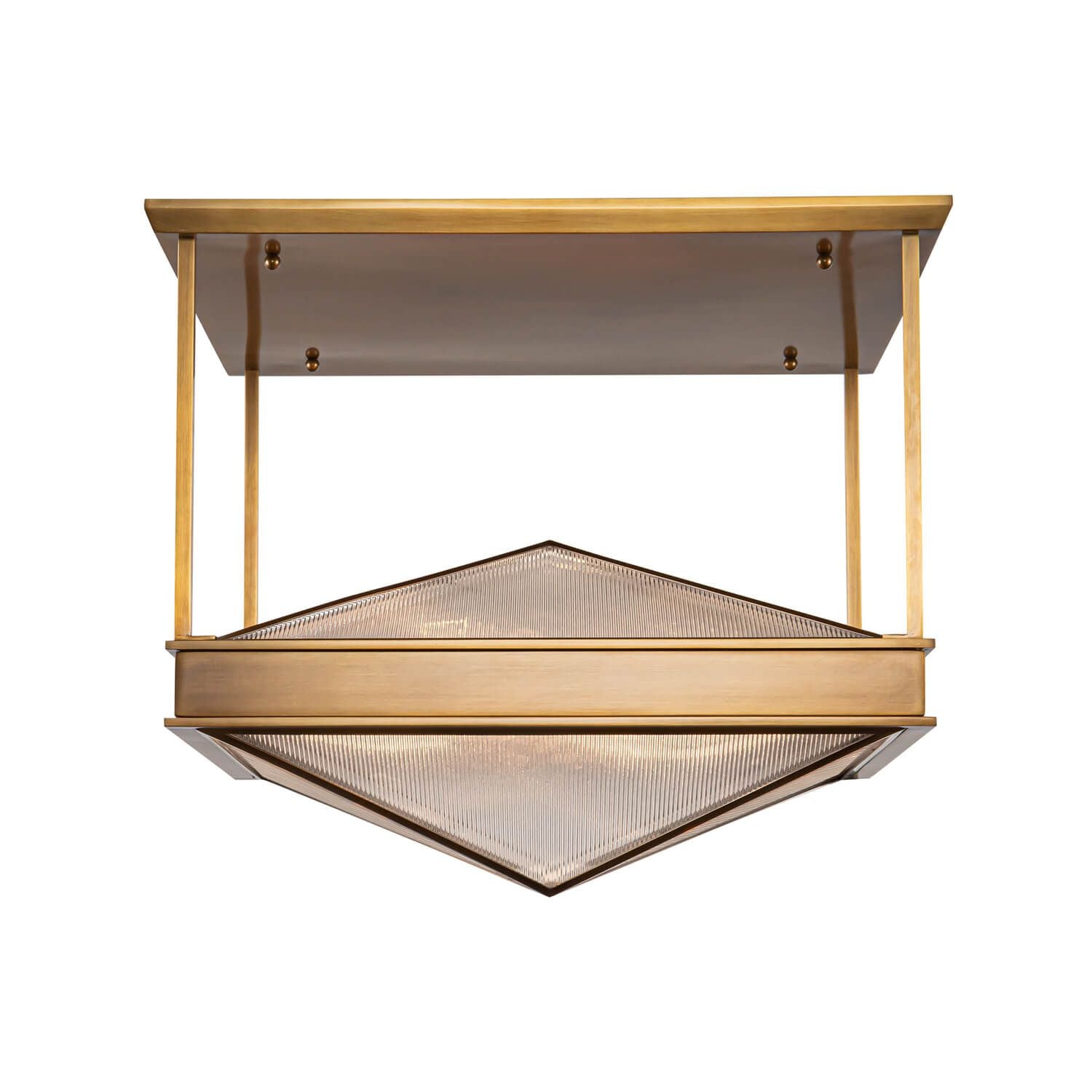 Alora Lighting SF332919VBCR 19" Cairo 4-Light LED Semi-Flush Mount - Vintage Brass / Clear Ribbed Glass
