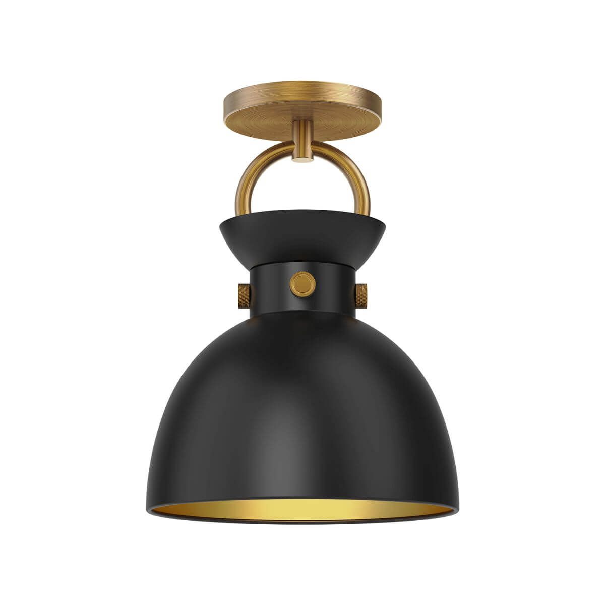 Alora Mood SF411309AGMB 9" Waldo 1-Light LED Semi-Flush Mount - Aged Gold / Matte Black