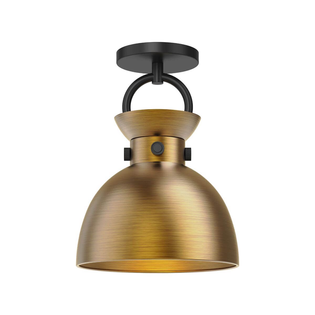 Alora Mood SF411309MBAG 9" Waldo 1-Light LED Semi-Flush Mount - Matte Black / Aged Gold
