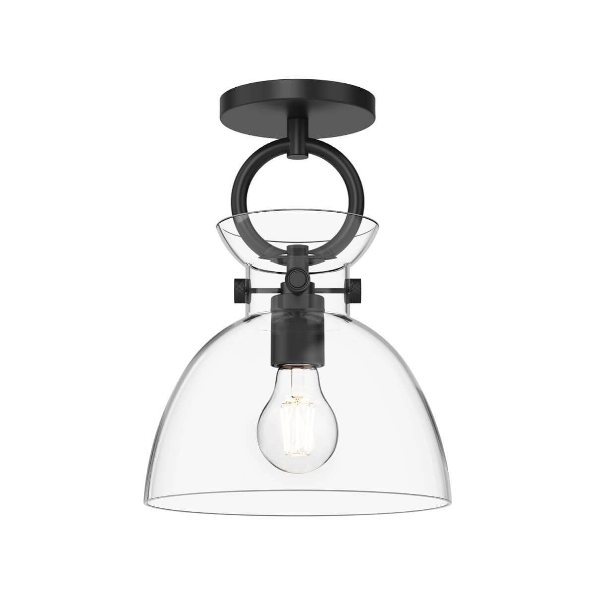 Alora Mood SF411809MBCL 9" Waldo 1-Light LED Semi-Flush Mount - Matte Black / Clear Glass