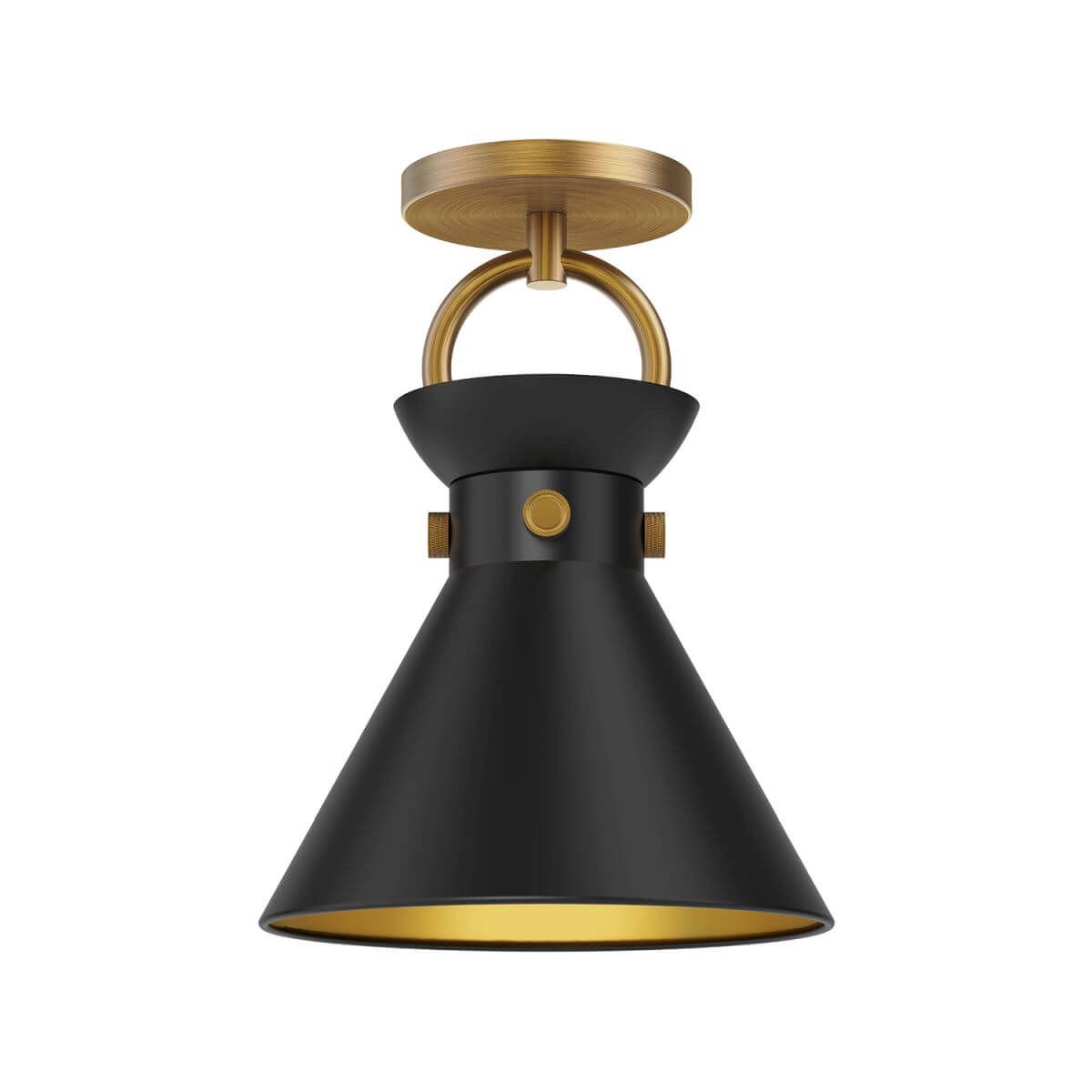 Alora Mood SF412009AGMB 9" Emerson 1-Light LED Semi-Flush Mount - Aged Gold / Matte Black