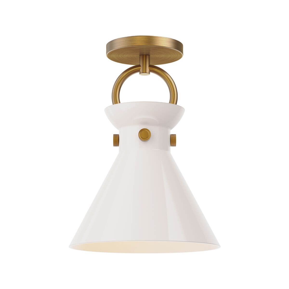 Alora Mood SF412509AGGO 9" Emerson 1-Light LED Semi-Flush Mount - Aged Gold / Glossy Opal Glass