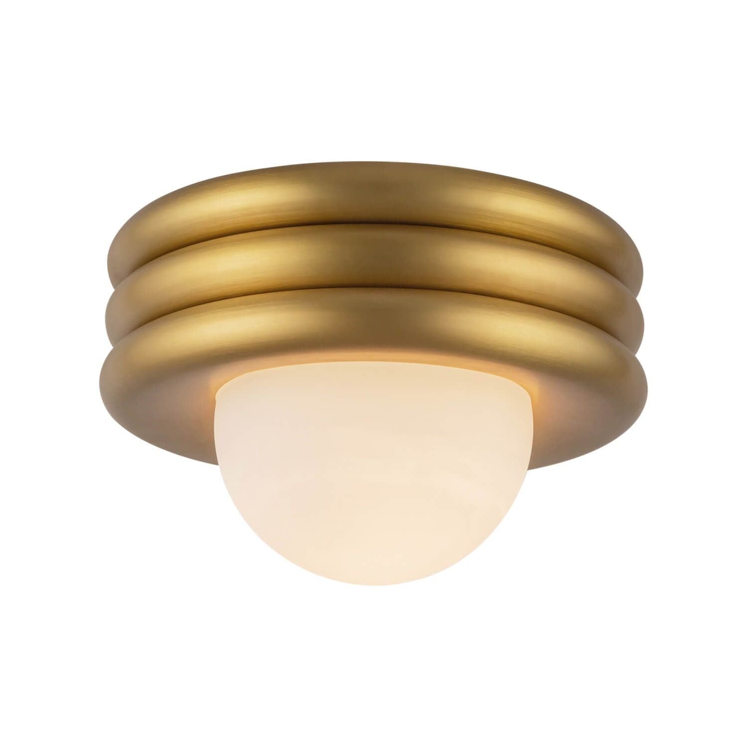 Alora Mood SF426012BG 12" Harvey 1-Light LED Semi-Flush Mount - Brushed Gold / Opal Glass