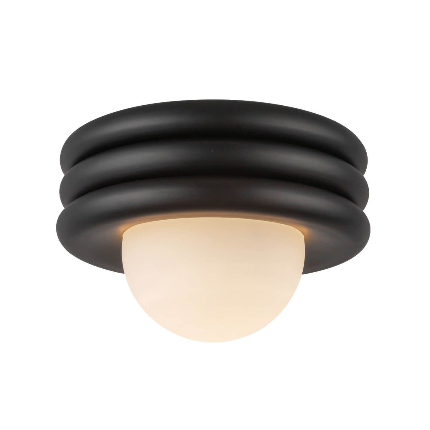 Alora Mood SF426012MB 12" Harvey 1-Light LED Semi-Flush Mount - Matte Black / Opal Glass